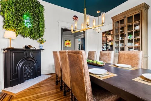 Gather around for memorable meals in a beautifully decorated space featuring elegant seating and an exotic coffee bar — blending comfort, style, and a touch of indulgence in every moment.